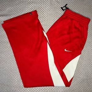Nike Dri-Fit Red White 2-Pocket Drawstring Ankle Clamps Athletic Stretch Pants